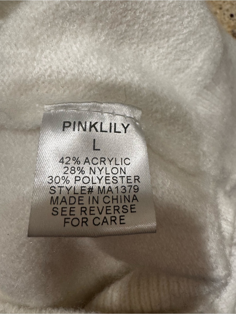 Pink Lily Ivory Pearl-Embellished Crewneck Sweater - Picture 5 of 5